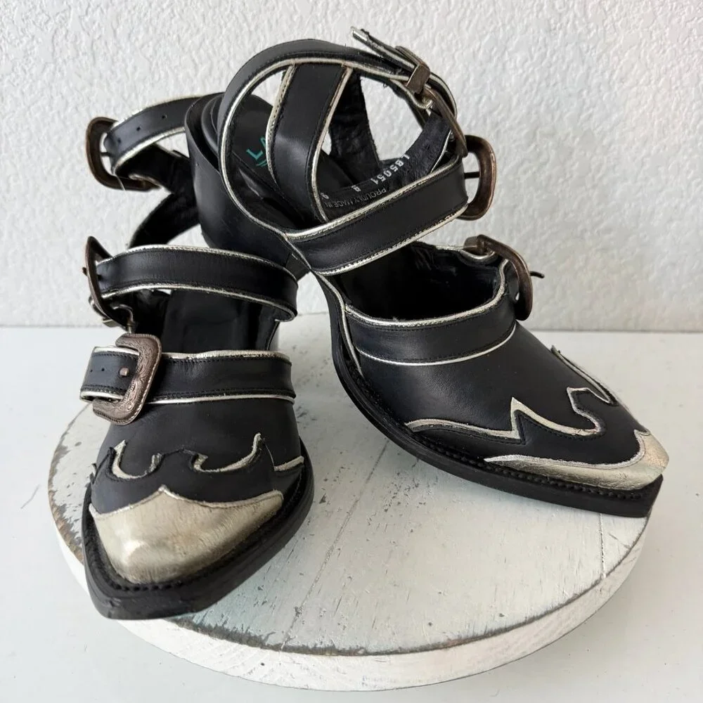 Lane Boots Charlise Mule Black Cowboy Western Booties Ankle Snip Toe Womens 9.5 - Picture 10 of 10